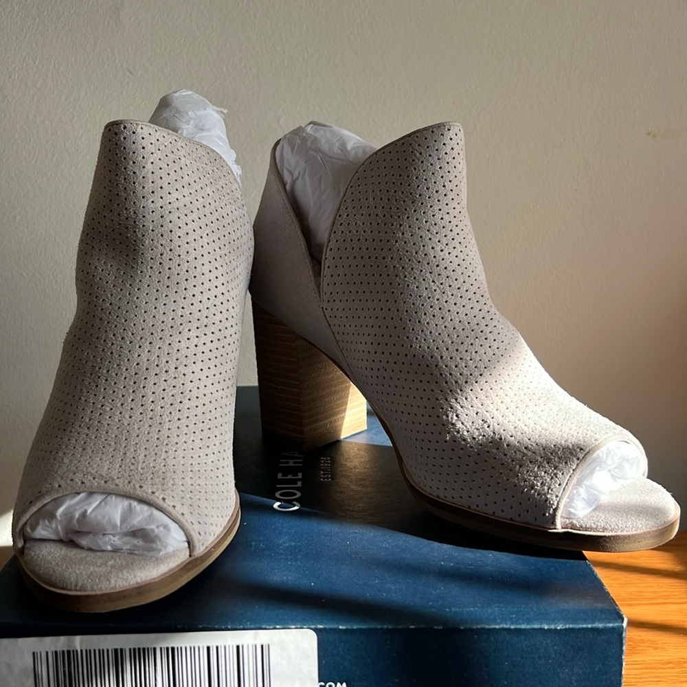 Cole Haan Shiloh Open Toe Booties, Size 8